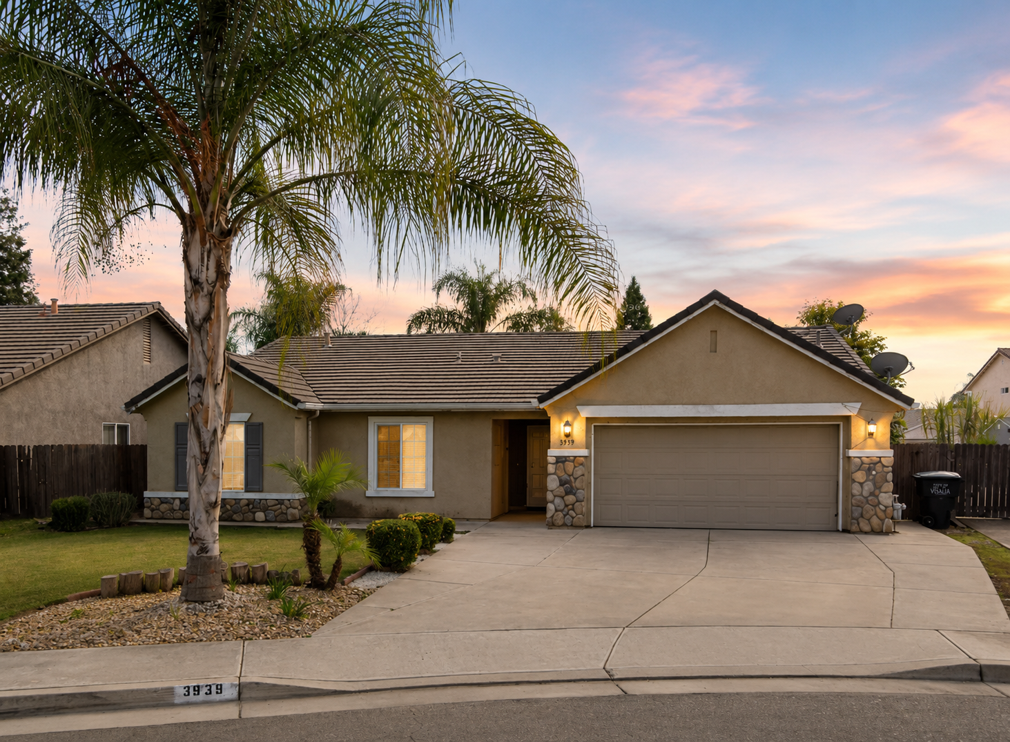 Hillcrest Living Center home in Visalia at sunset